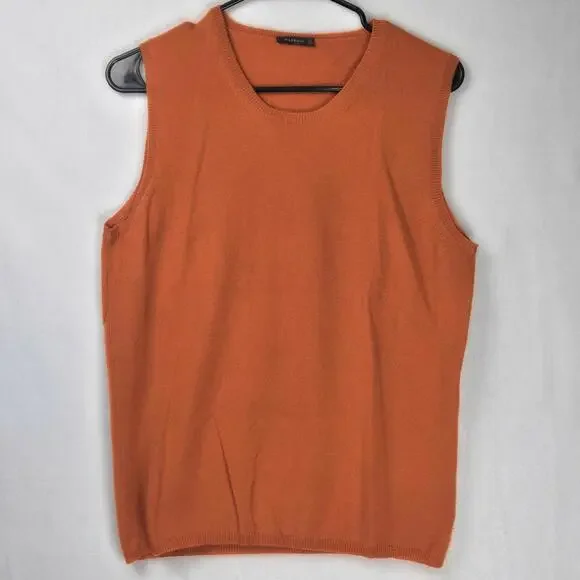 Manrico Cashmere Sweater Vest Orange Knit Top Womens XL Made in Italy MSRP $750 - Picture 2 of 10